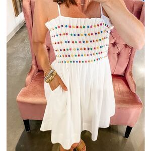 - Ciebon Elmira white beaded dress multi color small s white mini